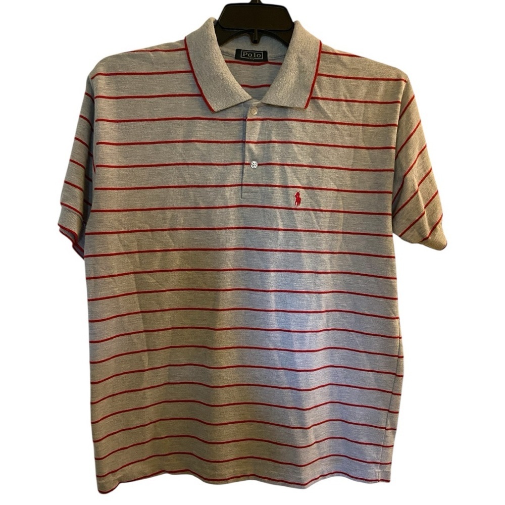 Polo by Ralph Lauren Gray and Red Striped Polo Shirt